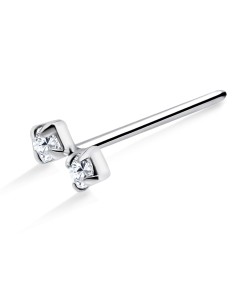 Stone Encrusted Bow Shaped Silver Stright Nose Stud NSKA-688